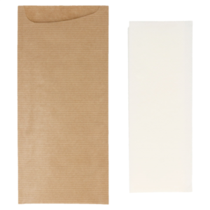 étui porte couverts couvert nature kraft vergé avec serviette just in time