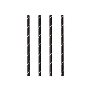Paille cocktail papier Ø7mm 15cm Noir/Blanc "Stripes"
