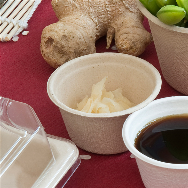 Pots à sauce Bionic 55ml Ø6x3cm blanc/Nature bagasse