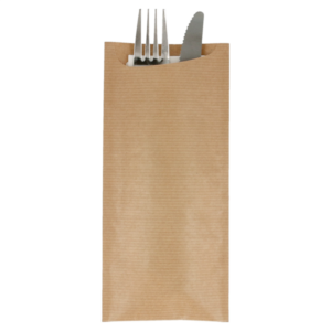 étui porte couverts couvert nature kraft vergé avec serviette just in time