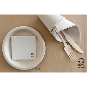Serviettes cocktail ouate double point Nature 39X39cm et 20X20cm