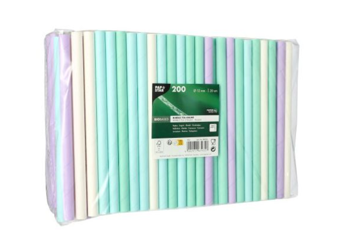 Pailles Bubble Tea, papier Ø 12 mm · 20 cm couleurs assorties