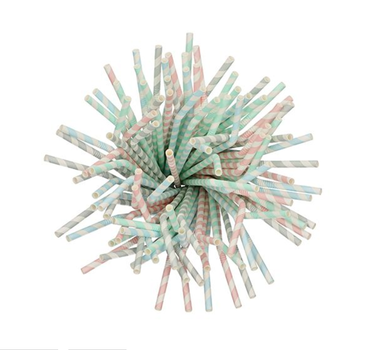Pailles en papier Ø 6 mm · 22 cm couleurs assorties "Stripes" flexible