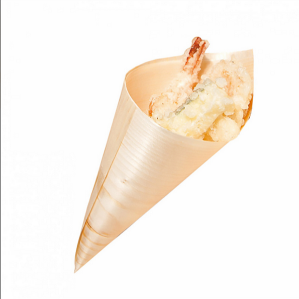 Cornet bois en feuille de peuplier 12,5cm naturel