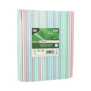 Paille en papier Ø 6 mm · 21 cm couleurs assorties