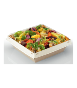 Boites traiteur hybride carton 750ml avec couvercle RPET