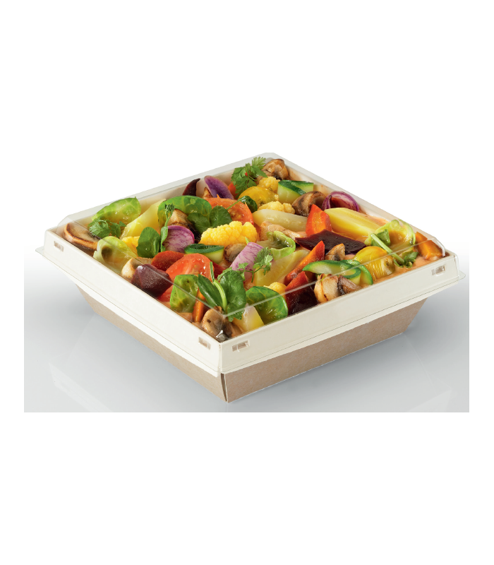 Boites traiteur hybride carton 750ml avec couvercle RPET