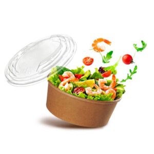 Pot carton kraft brun avec couvercle transparent