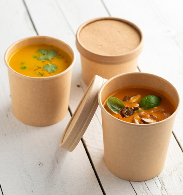 Pots carton a soupe 450ml avec couvercle carton