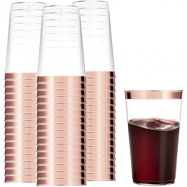 Gobelet cristal liseré rose gold/transp réutilisable 30cl