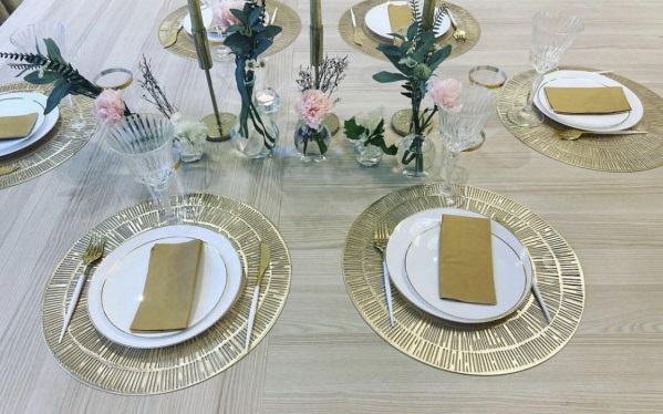  Assiettes réutilisables combo gourmet blanc & or