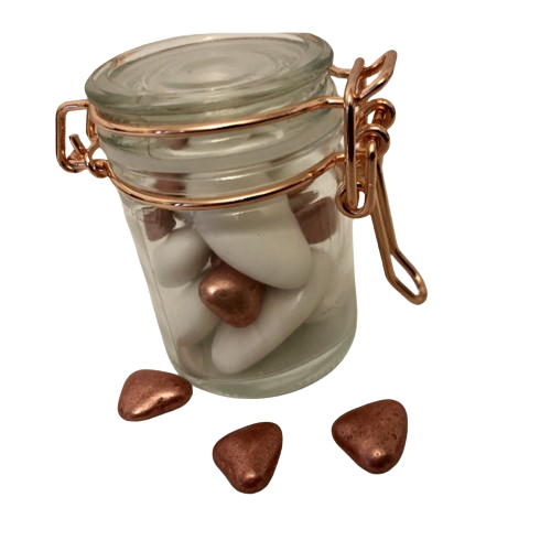 Petit pot en verre a confiture fer rose gold 6x4,5cm