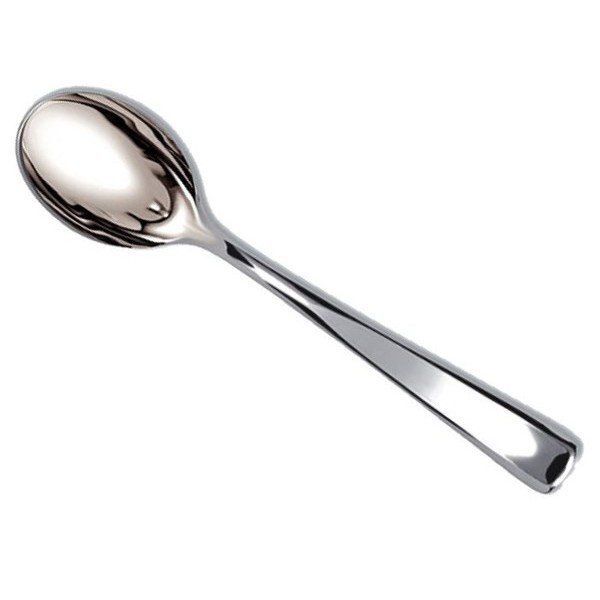 Cuillères à Dessert en plastique imitation Inox Argent