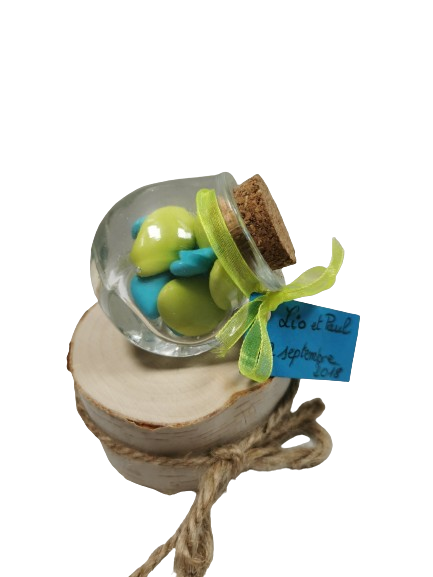 Mini bonbonnière en verre sur tranche avec bouchon liège 5,5x5cm