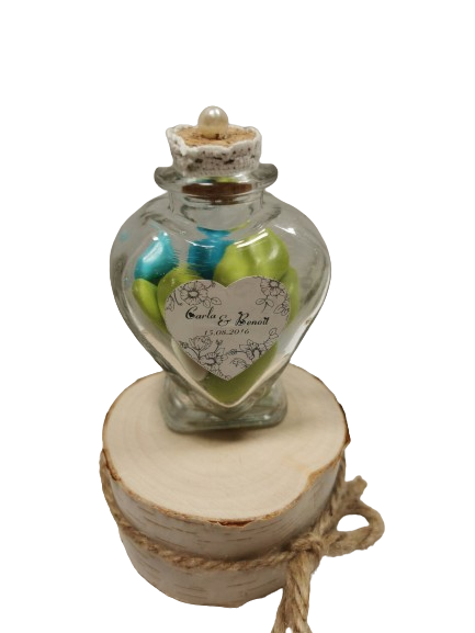 Pot cœur en verre avec bouchon liège 8x6cm