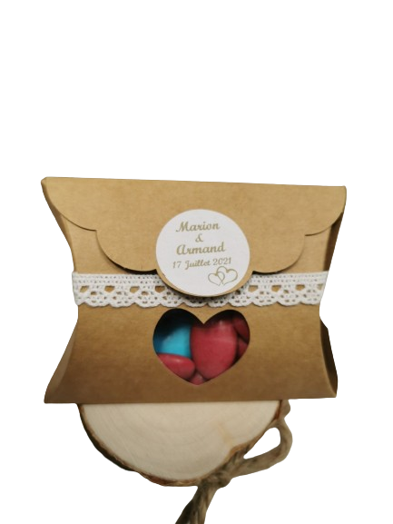 Boîte berlingot kraft avec fenêtre cœur 10x8cm 