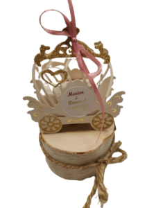 Carrosse princesse rose pailleté or