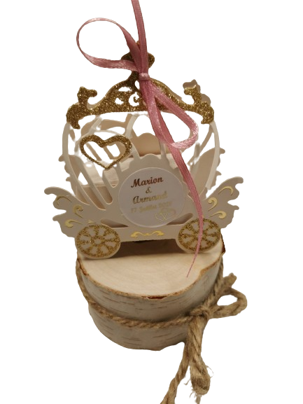 Carrosse princesse rose pailleté or 