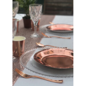 couverts plastiques ménagère prestige 30 pièces rose gold réutilisable