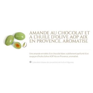 Amande au chocolat blanc et à l'huile d'olive AOP