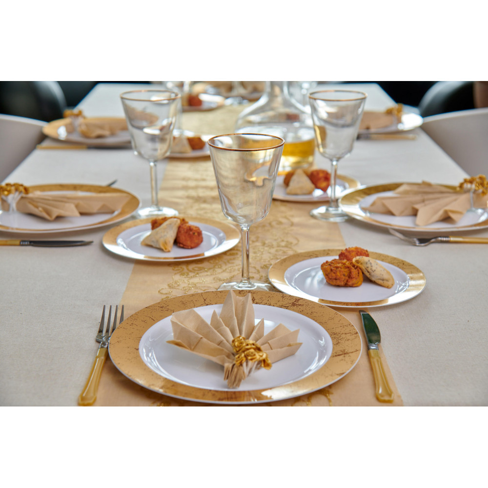 Assiettes marbrées réutilisables de 26 cm et 18 cm réutilisables