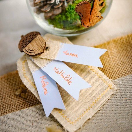 Étiquettes fanion blanche et lin par 10