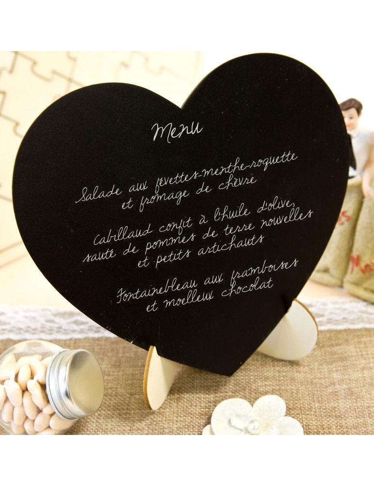 Cœur ardoise sur chevalet 18cm