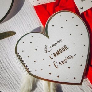 Livre d’Or Cœur Blanc et Or “L’Amour...” 20,5x20cm