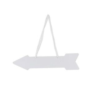 5 flèches signalétiques blanches avec ruban satin blanc 41,5x10cm