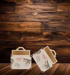 2 minis valises en bois voyage pour des alliances