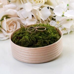 Boîte camembert bois avec mousse pour alliances ⌀12,5 cm x H4,5 cm