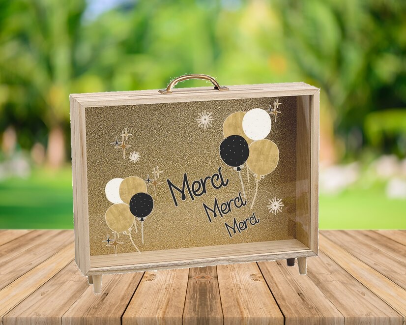 Tirelire Ballon "MERCI" 35x7,5Hx30,5cm