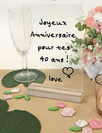  Plaque transparente sur socle en bois 12x19cm