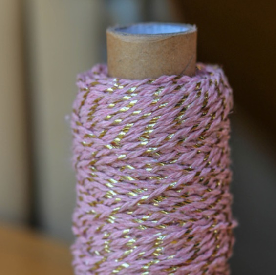 Bobine de Cordelette Bicolore Rose et Or de 50 mètres