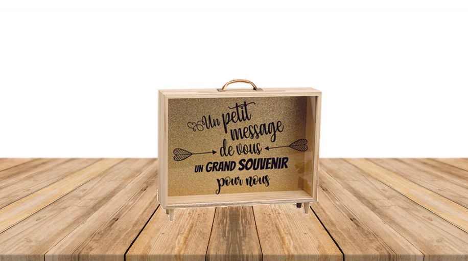 Boite "UN PETIT MESSAGE DE VOUS UN GRAND SOUVENIR POUR NOUS" 35x7,5Hx30,5cm