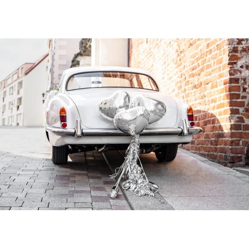 Set décoration voiture - Cœurs argent