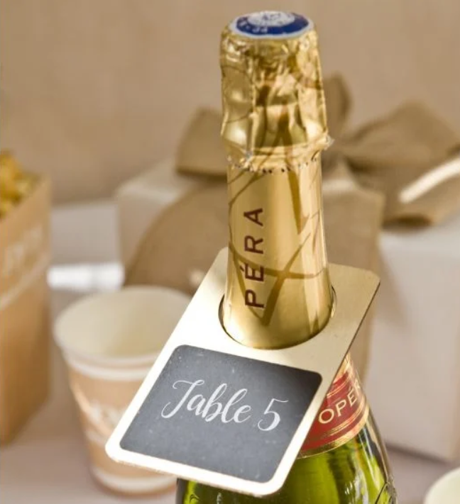 Marque table pour bouteille en bois avec ardoise 6x10cm