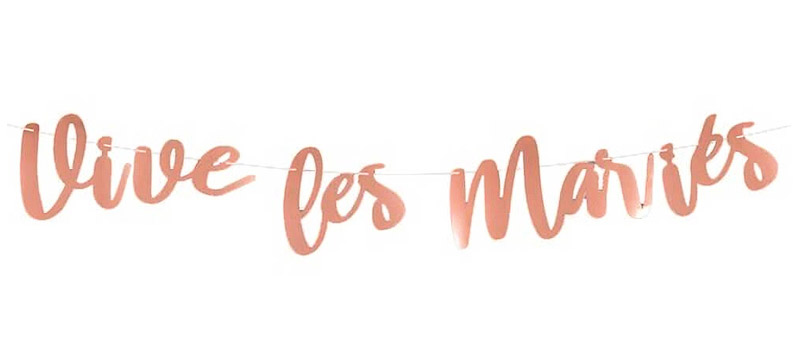 Guirlande métallisée vive les mariés rose gold