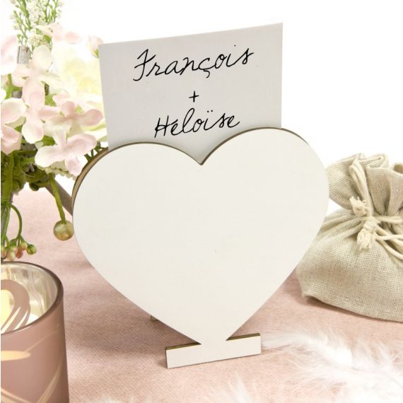 Porte menu cœur blanc 11.8x12cm