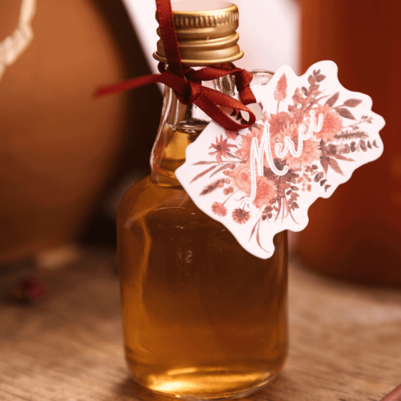 Étiquettes papier "Merci" Terracotta et ruban (x10)