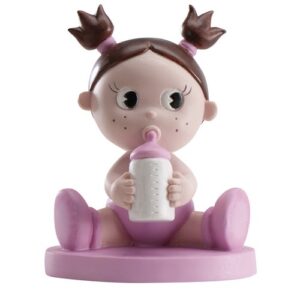 gurine de Gâteau de Baptême Fille avec Bouteille 10 cm