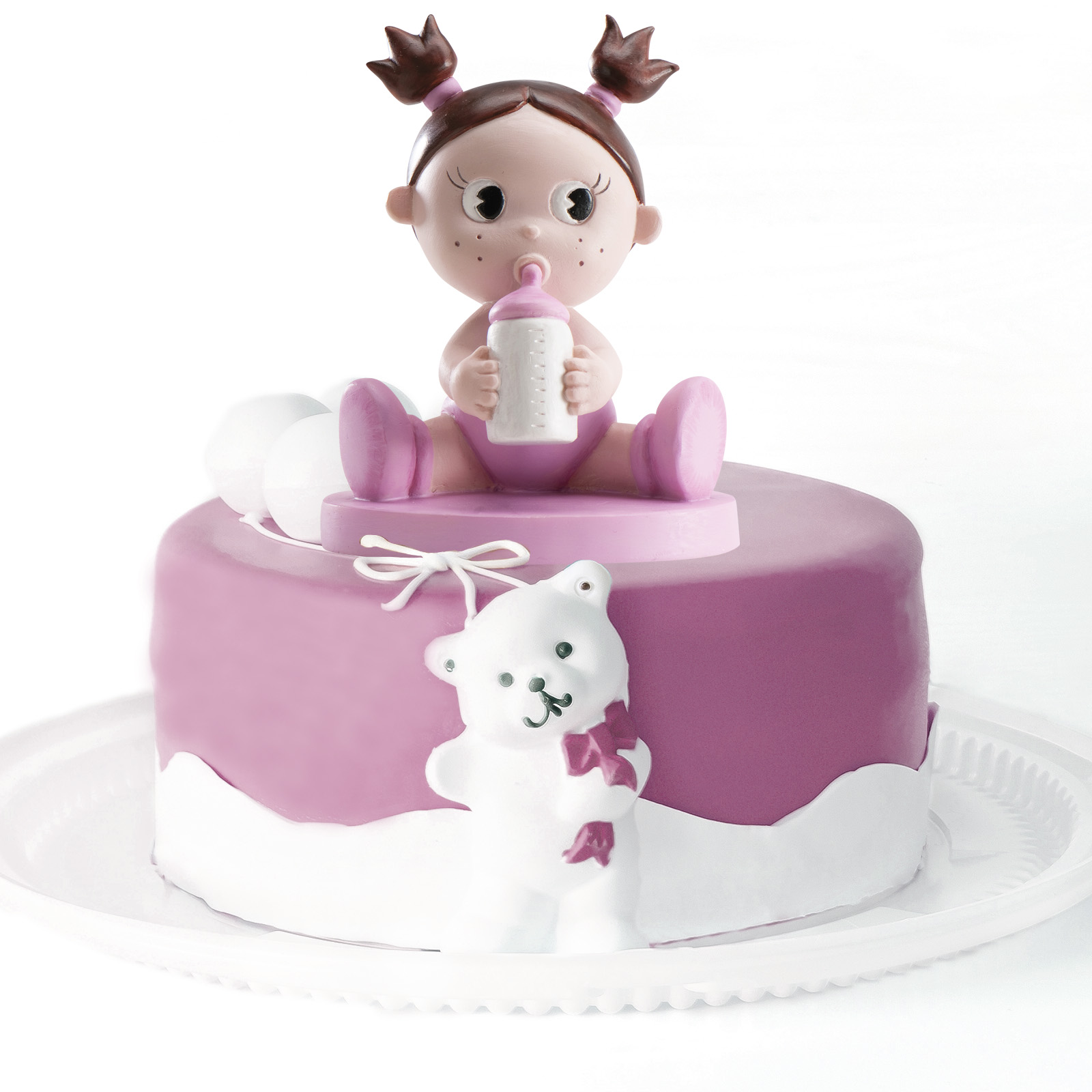 gurine de Gâteau de Baptême Fille avec Bouteille 10 cm