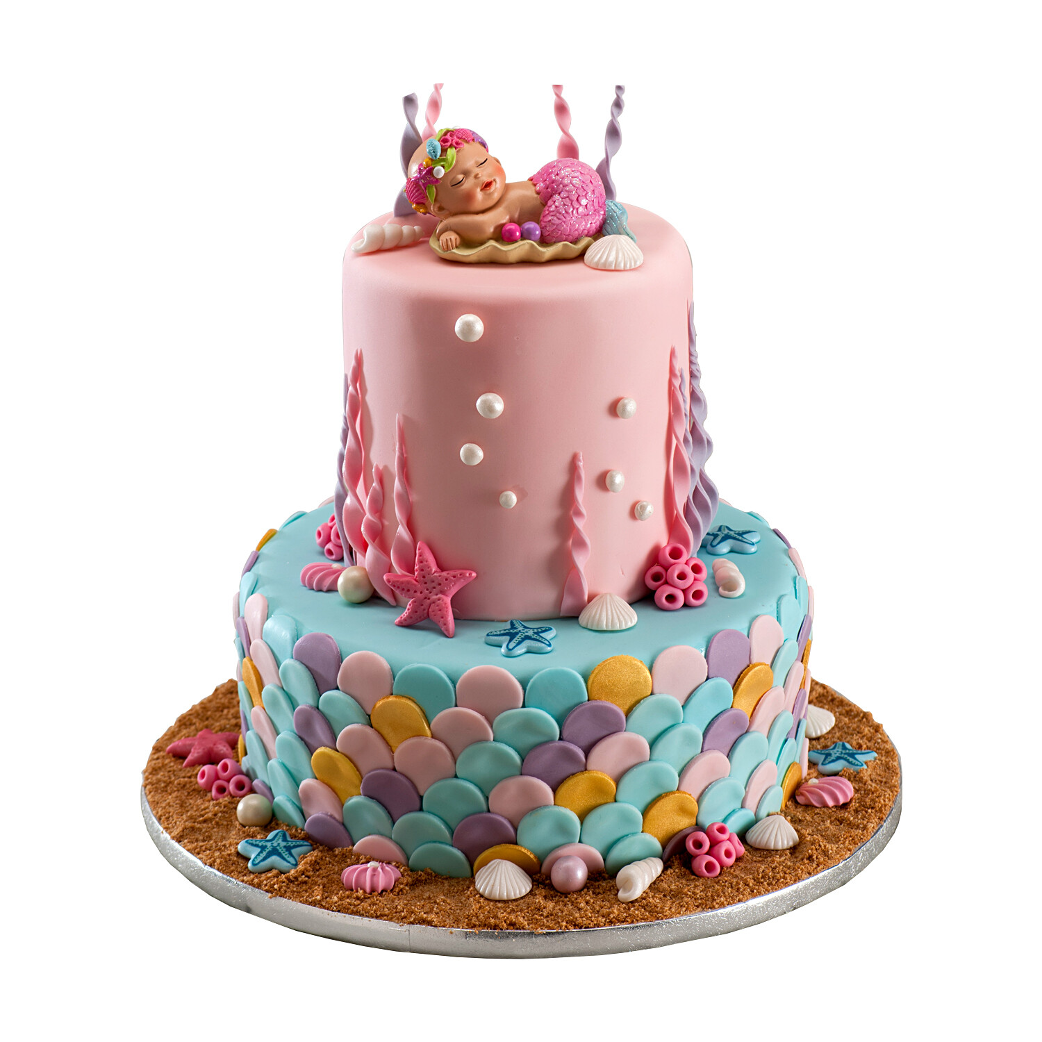 Figurine de Gâteau Baptême Fille Petite Sirène 10 cm