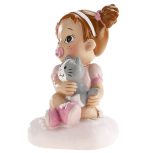 Figurine Gâteau Fille avec Chat 10cm