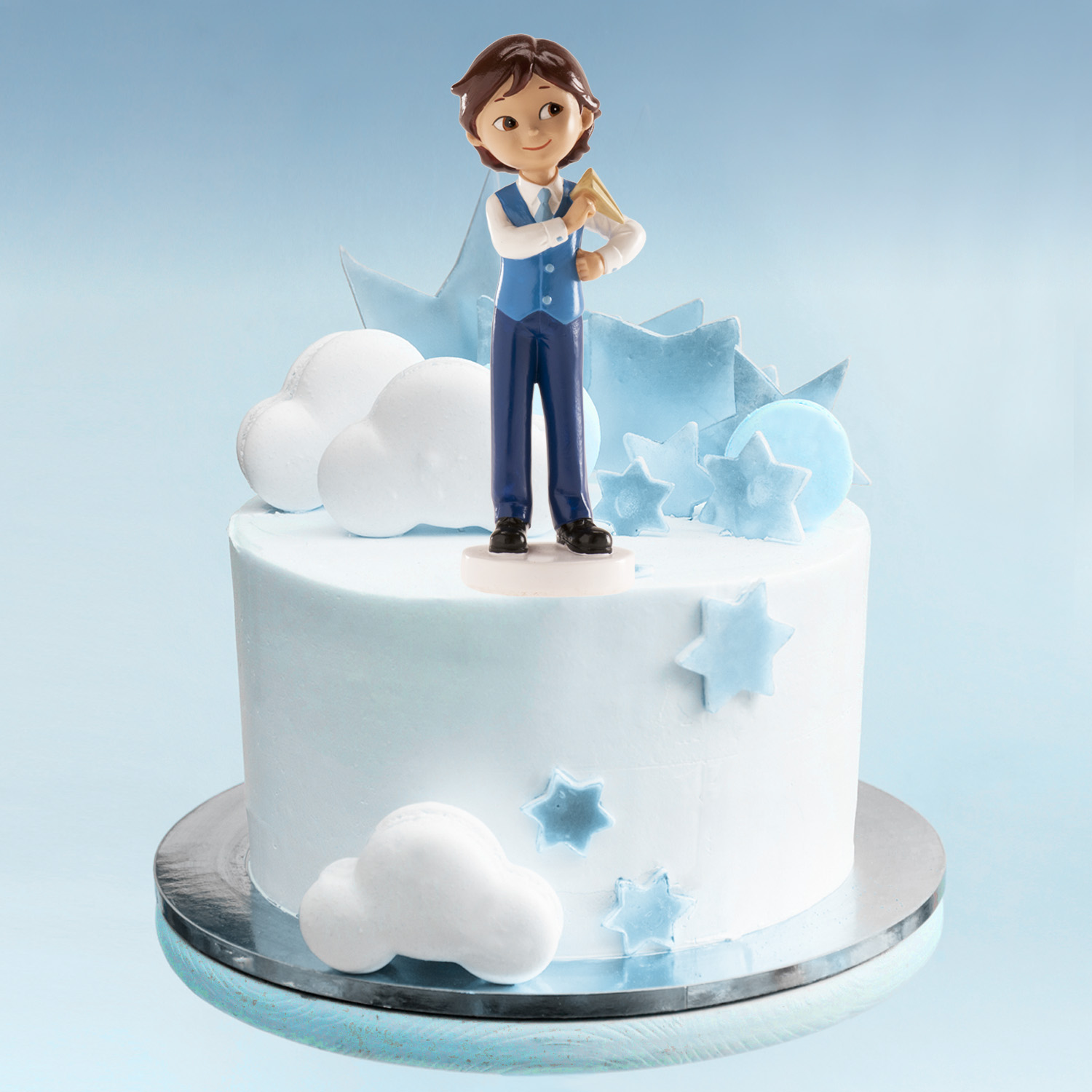 Figurine de Gâteau - Garçon avec Avion 13 cm