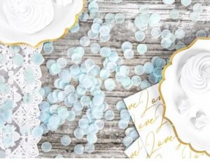 Confettis en forme de cercles en papier de soie bleu & rose clair 15g