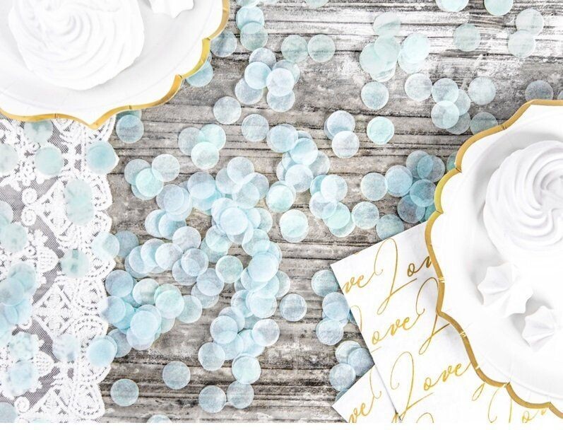 Confettis de table cercles bleu & rose clair 15g