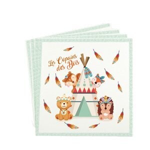 Serviettes copains des bois 16.5x16.5cm par 20