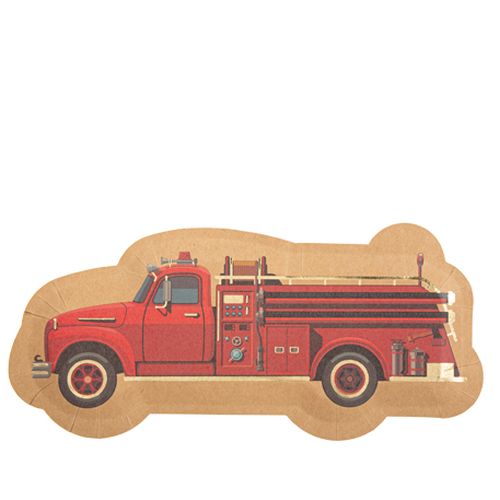 Assiettes pompier kraft rouge et or 13x28.4cm par 8