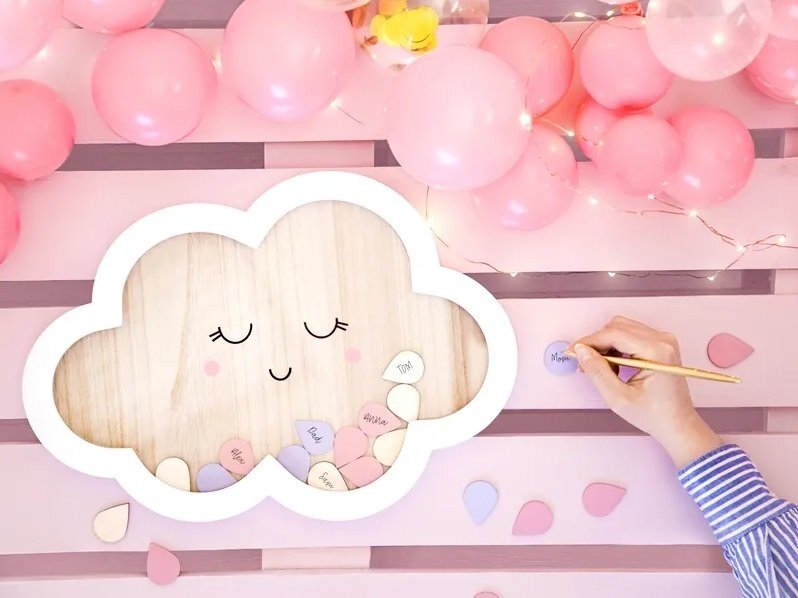 Livre d’Or en Bois en Forme de Nuage 30,5x43cm